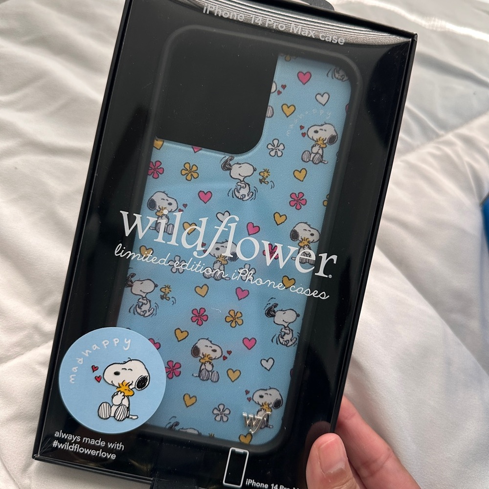 Wildflowers Snoopy Light Blue iPhone Case with Hearts & Flowers